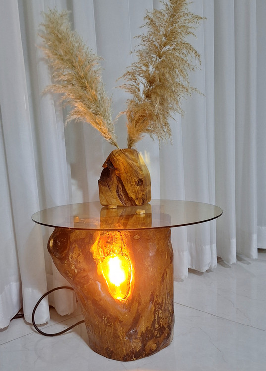 میز عسلی چوب و شیشه ای با دوسال گارانتی