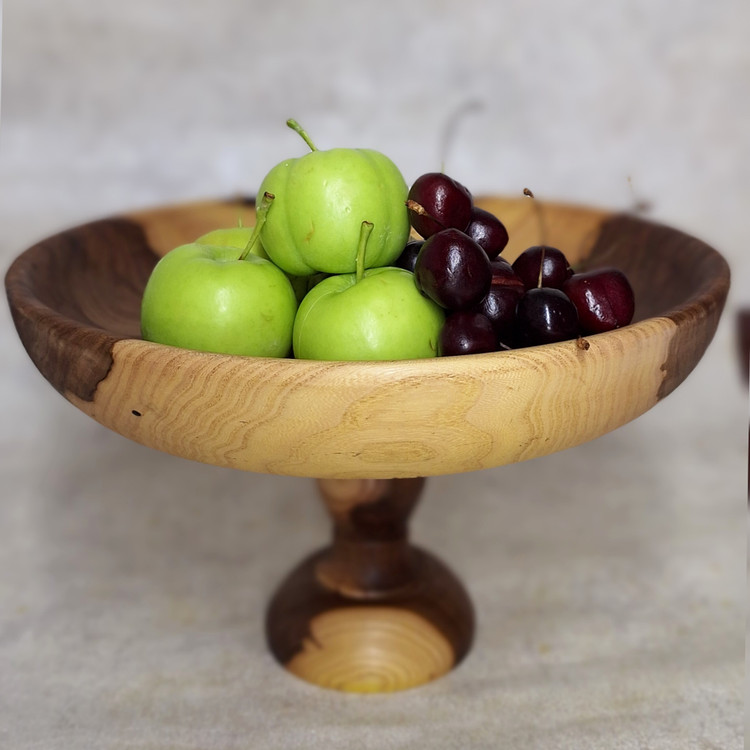 میوه خوری پایه بلند لبه پوستی چوبی